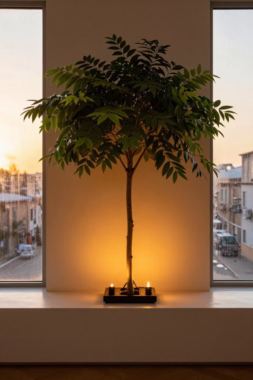 Horizontal Tree IT Rack Golden Hour in on a painted display ledge in Qingdao