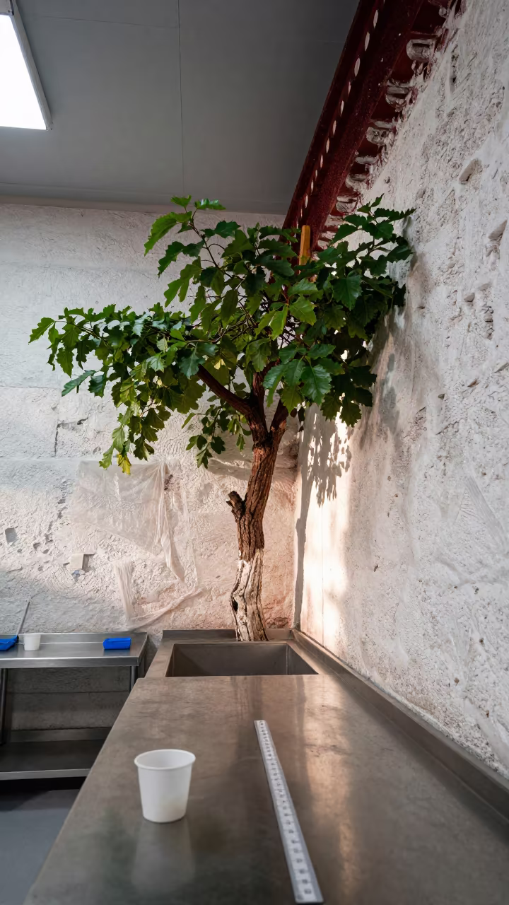 Horizontal Tree in Lhasa Pathology Room in in a surgical prep area in Potala, Lhasa