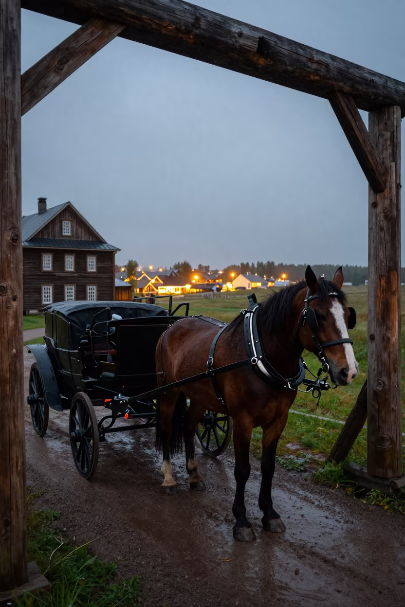 Horse Carriage at Colonial Estate Near Osh in near Osh