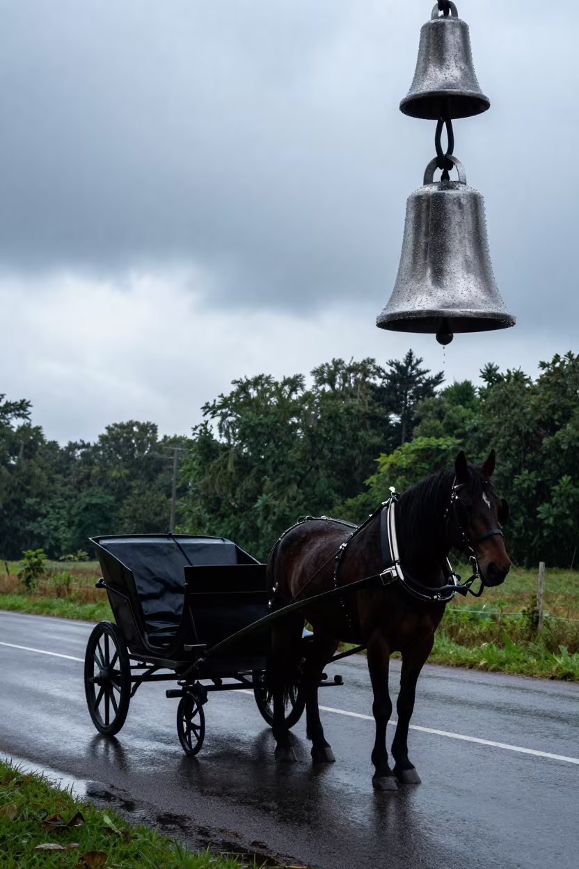 Horse Sleigh Silhouette Monsoon Forest Road in near Blantyre