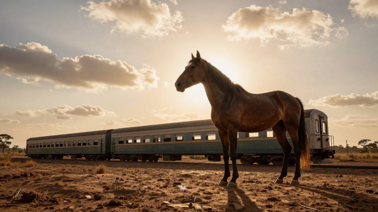 Horse Whisperer Mare Golden Hour Surreal Train in near Garoua