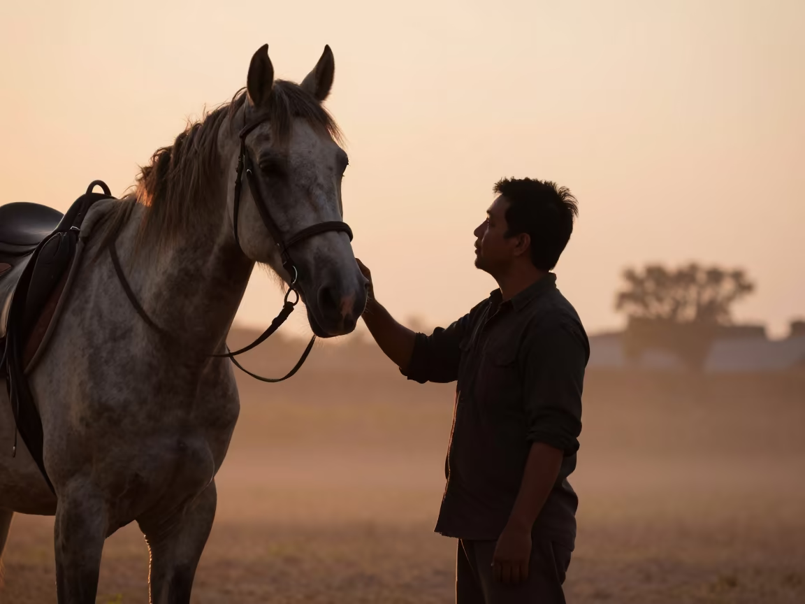 Horse Whisperer Silhouette in Copper Light in in Colina