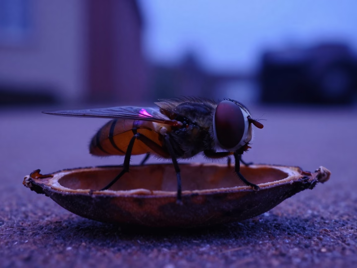 Horsefly Eye Macro in Bonn Seed Pod Twilight in inside a seed pod split open in Bonn