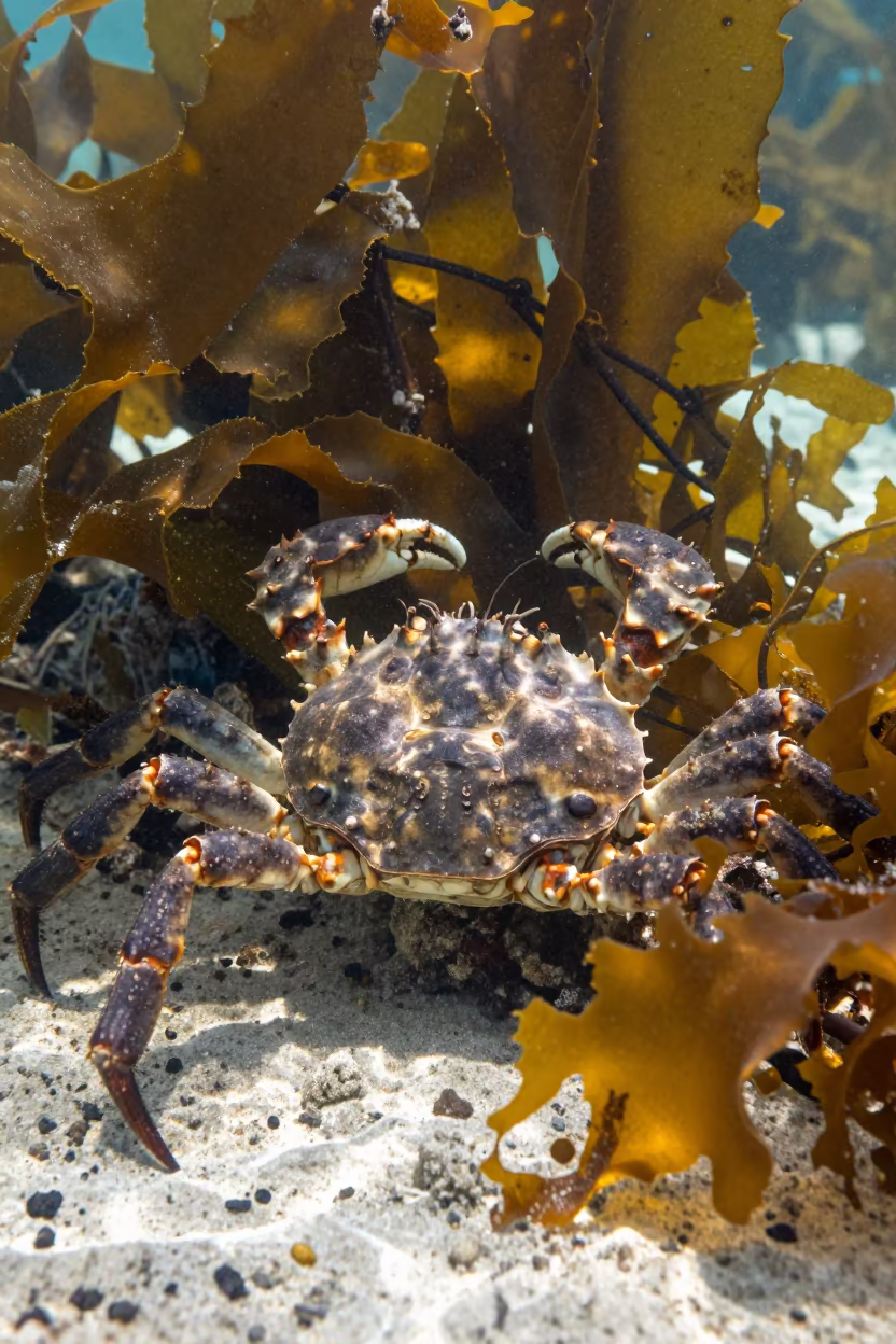Horseshoe Crab on Tanzanian Kelp Shelf Noon in along a kelp-fringed shelf in Tanzania