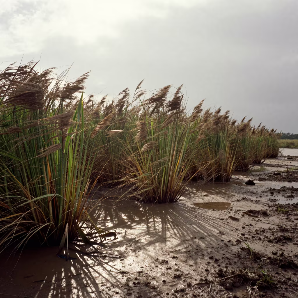 Horsetail Colony Surreal Shadows Cuba Marsh in in a bloom-heavy meadow in Cuba