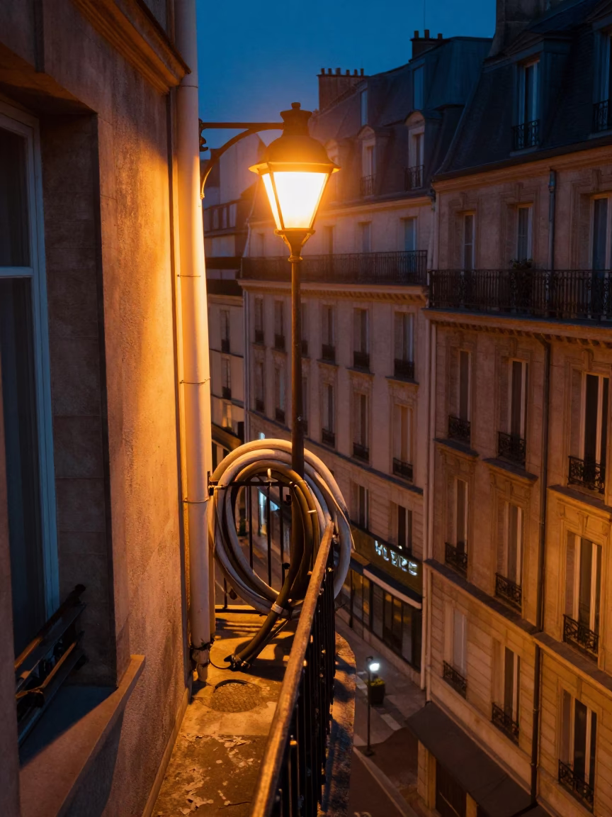 Hose after dark in Paris in in Paris, France
