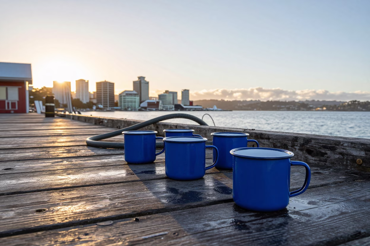 Hose just after sunrise in Hobart in in Hobart, Tasmania, Australia