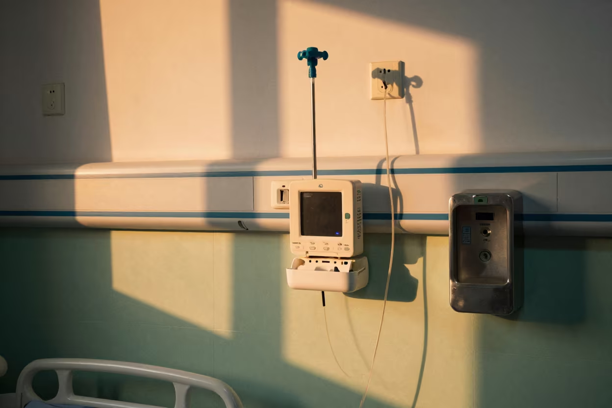 Hospital Corridor Glow Sunset Light in inside a clinic exam room near Zhangjiajie