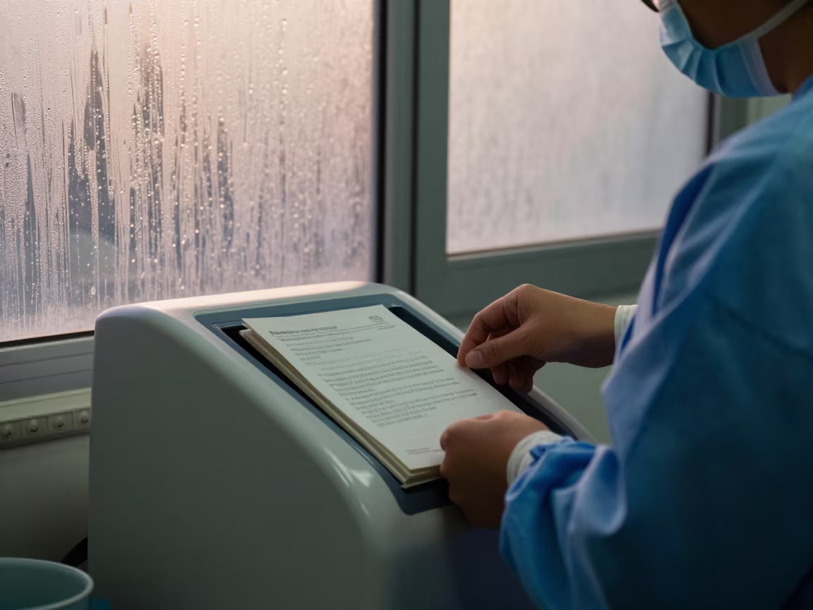 Hospital Sorter Before Sunrise in Guanajuato in in a surgical prep area near Guanajuato