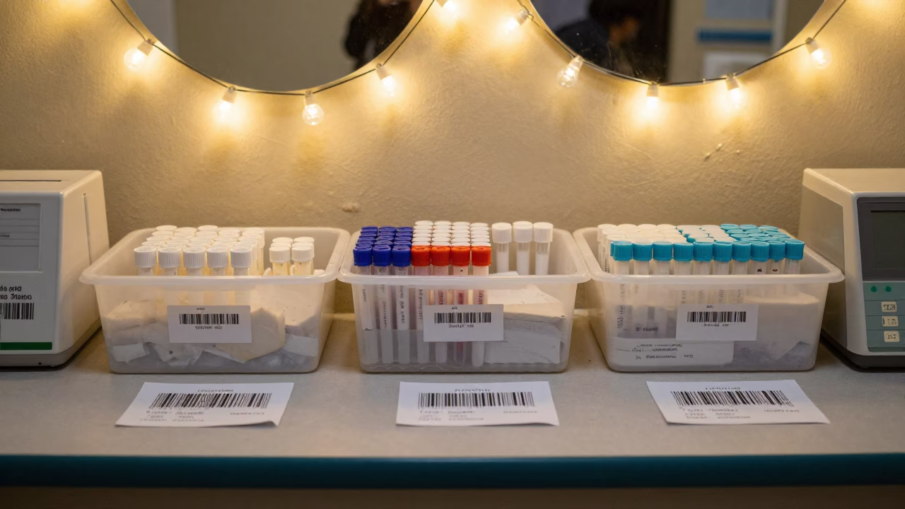 Hospital Specimen Desk Night Shift Hama in inside a clinic exam room near Hama