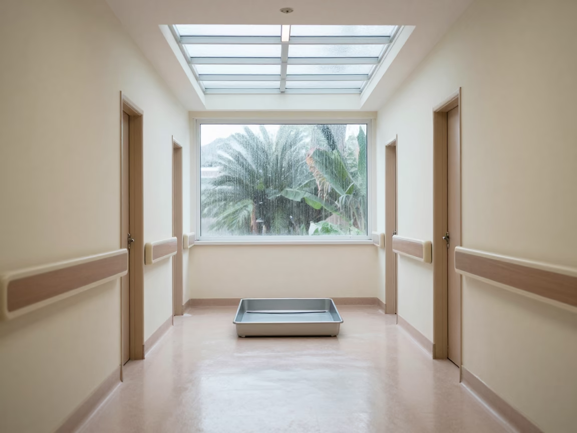 Hospital Wedger Tool Tray in Midday Hallway in inside a hospital corridor near Biskra