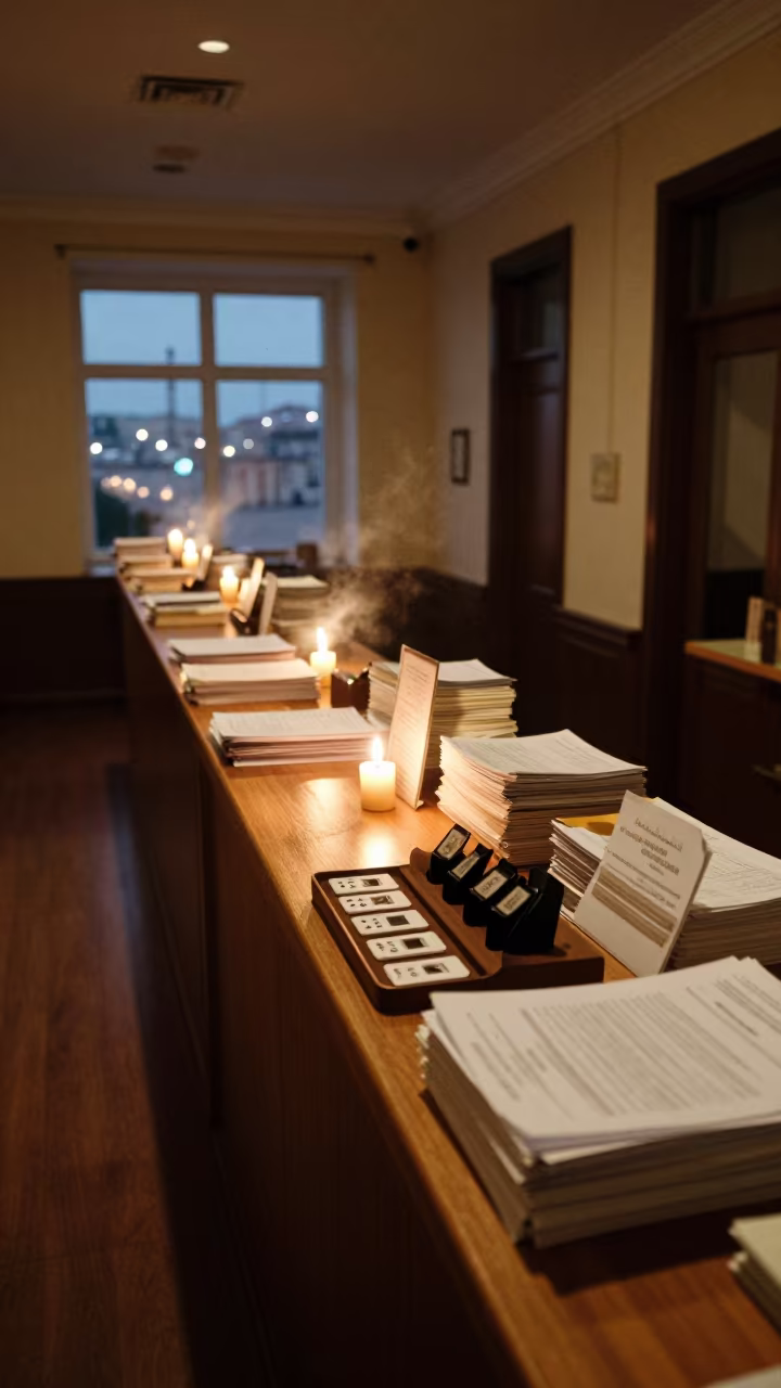 Hospitality Keycard Tray Before Guest Arrival in in a quiet guest corridor in Odessa