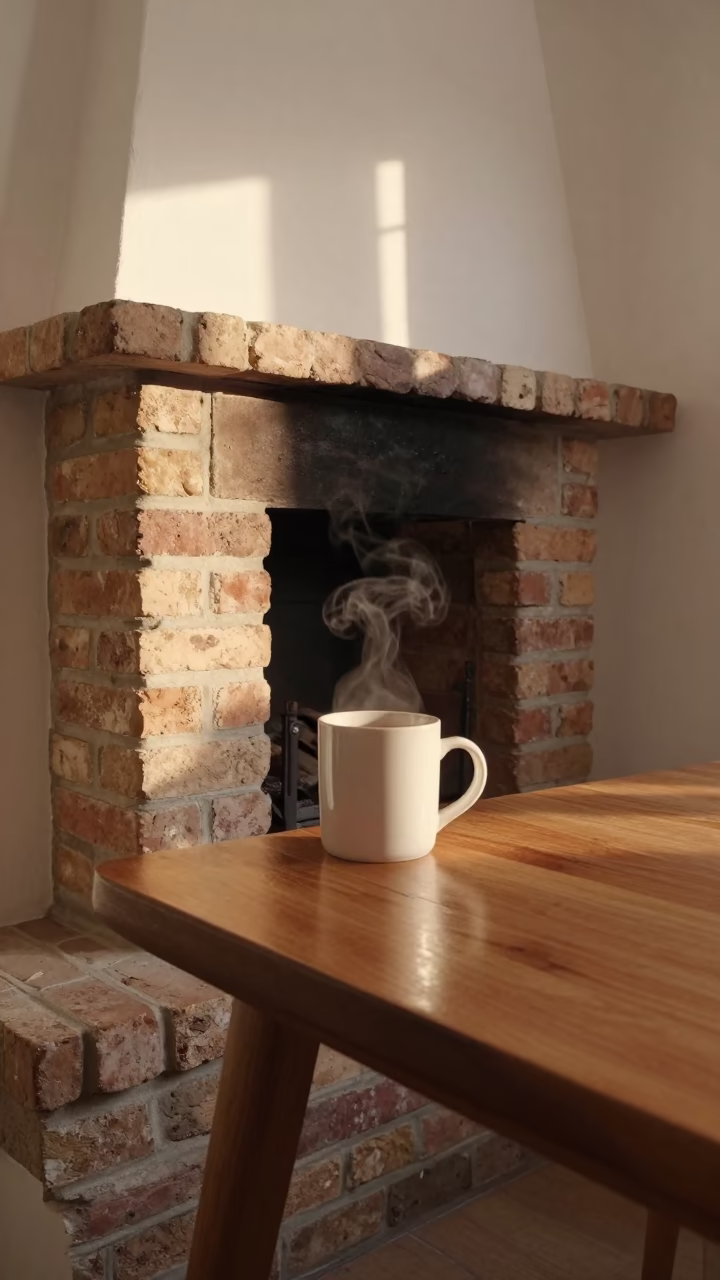 Hot Chocolate on Fireplace Hearth in Santiago in in a breakfast nook in Santiago de Compostela