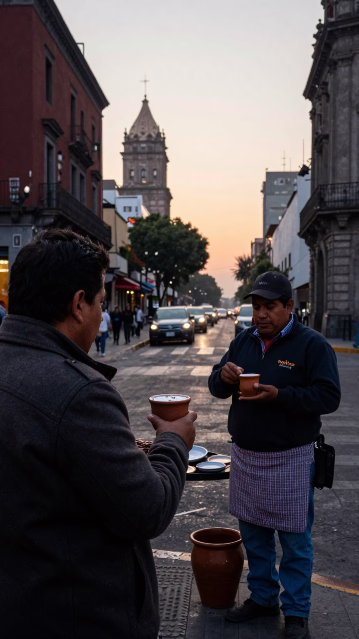 Hot Chocolate in Mexico City at First Light Of Dawn in in Mexico City, Mexico