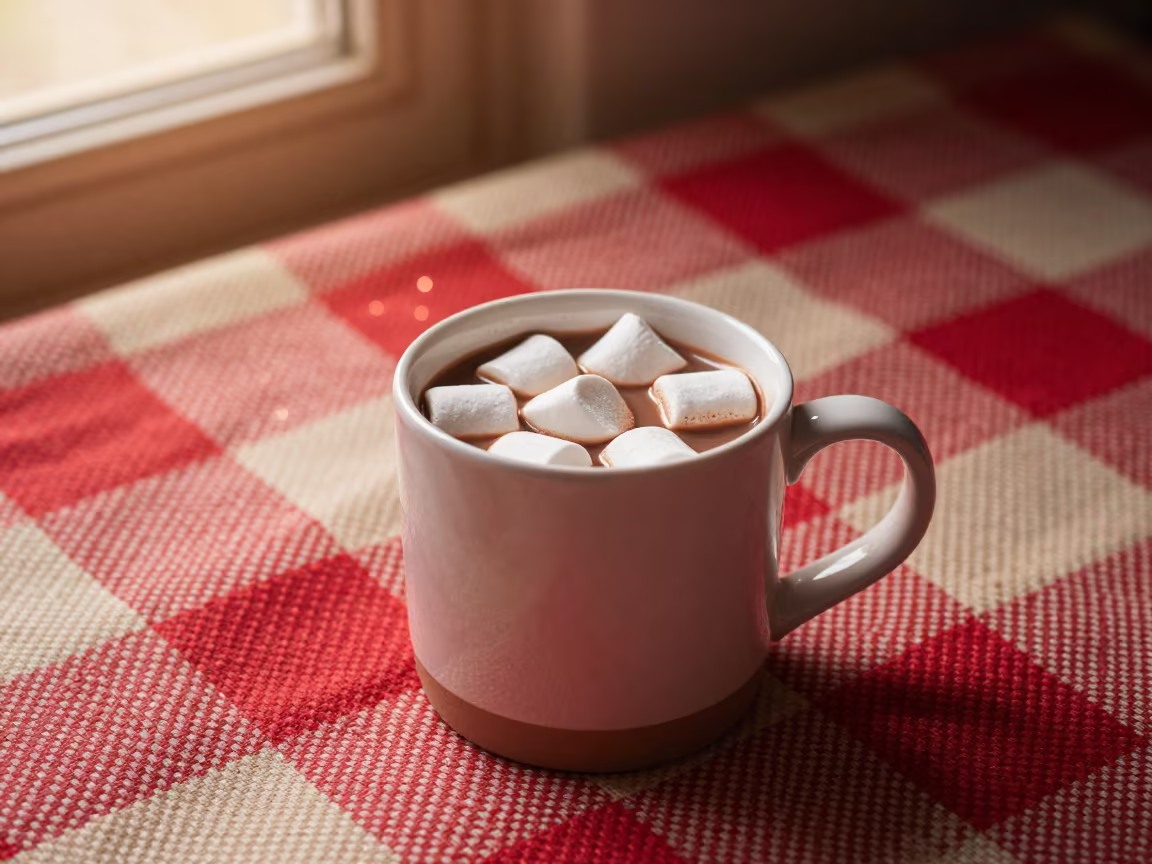 Hot Chocolate Marshmallows Lichinga Window Light in on a picnic blanket in Lichinga