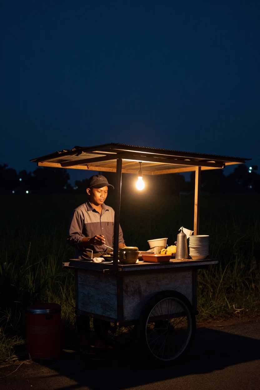 Hot Coffee in Yogyakarta at The Deepest Night Sky Light in in Yogyakarta, Indonesia