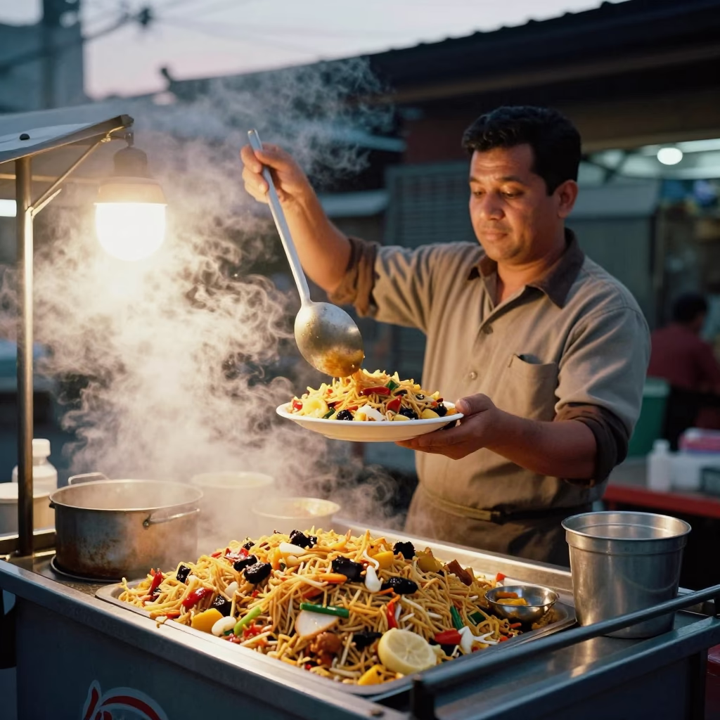 Hot Koshari in Kaohsiung at The Early Evening Light in in Kaohsiung, Taiwan