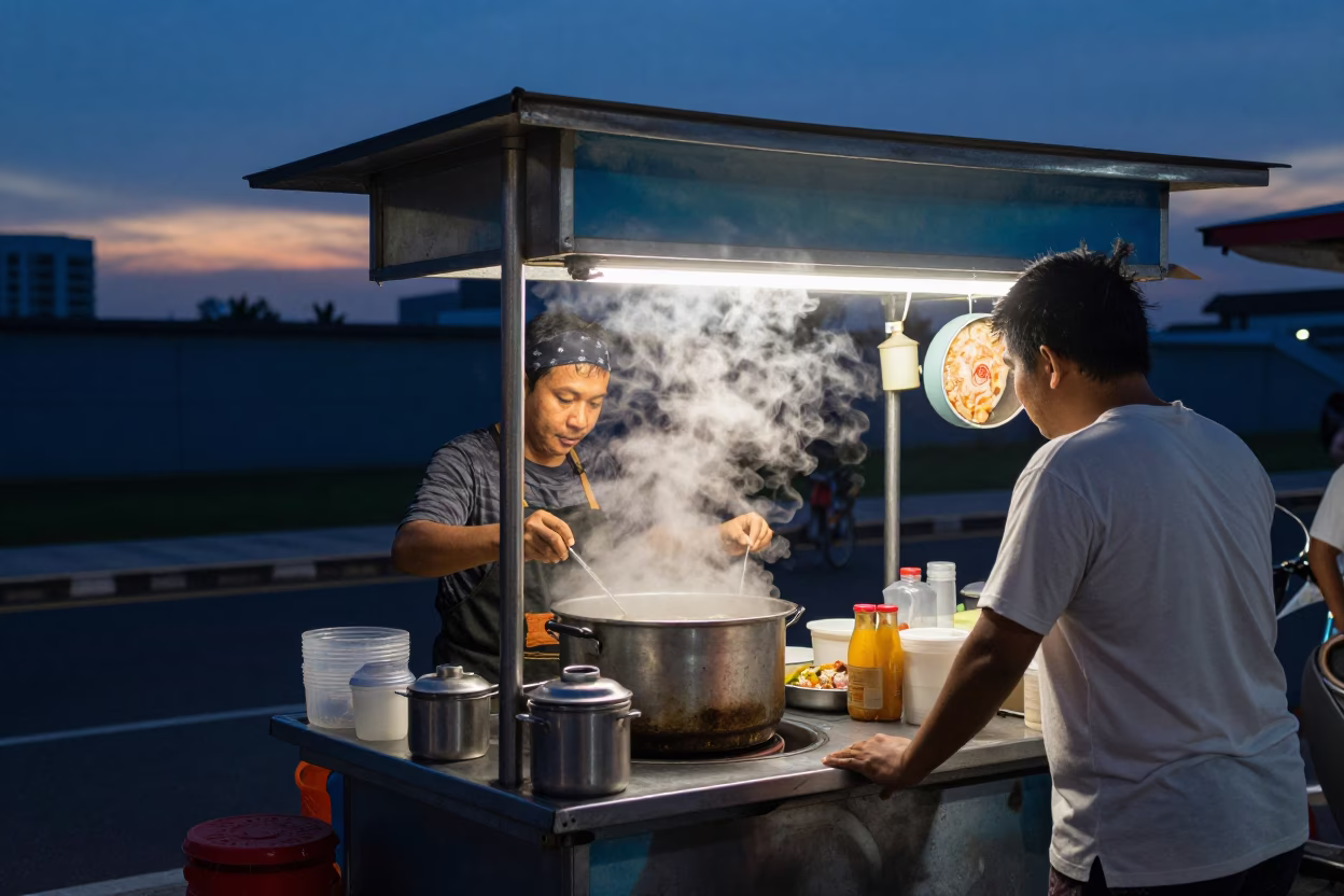 Hot Pho in Bangkok at Indigo Twilight After Sunset in in Bangkok, Thailand