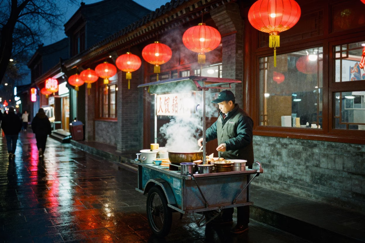 Hot Pot in Beijing at Late At Night Light in in Beijing, China