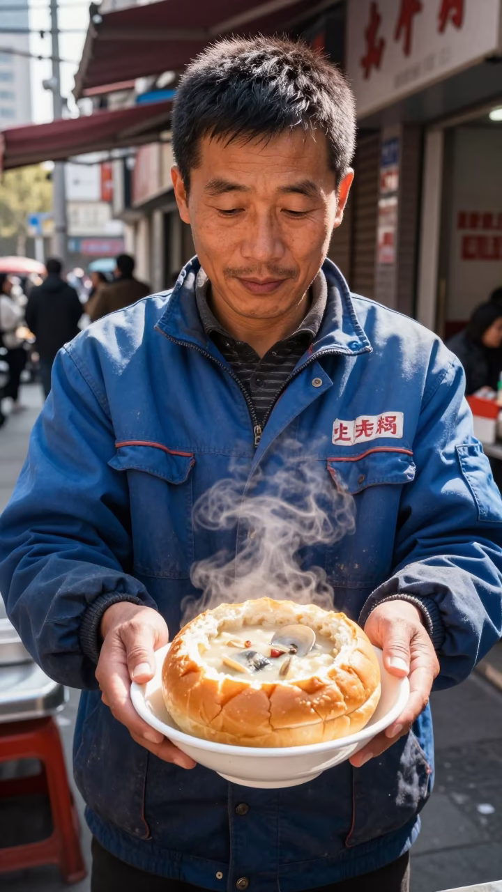 Hot Soup at The Flat Glare Of Noon Light in Shanghai in in Shanghai, China