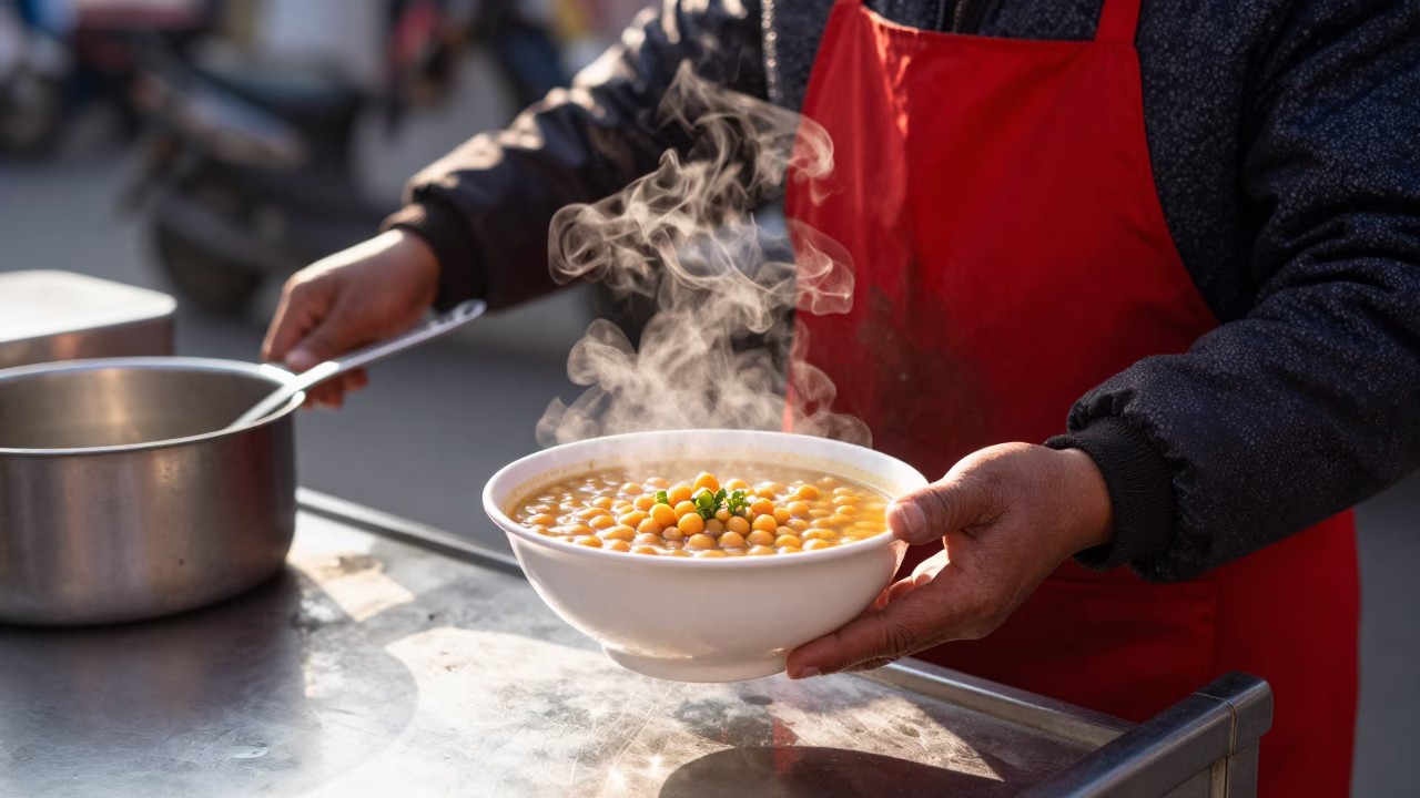Hot Soup just after sunrise in Shanghai in in Shanghai, China