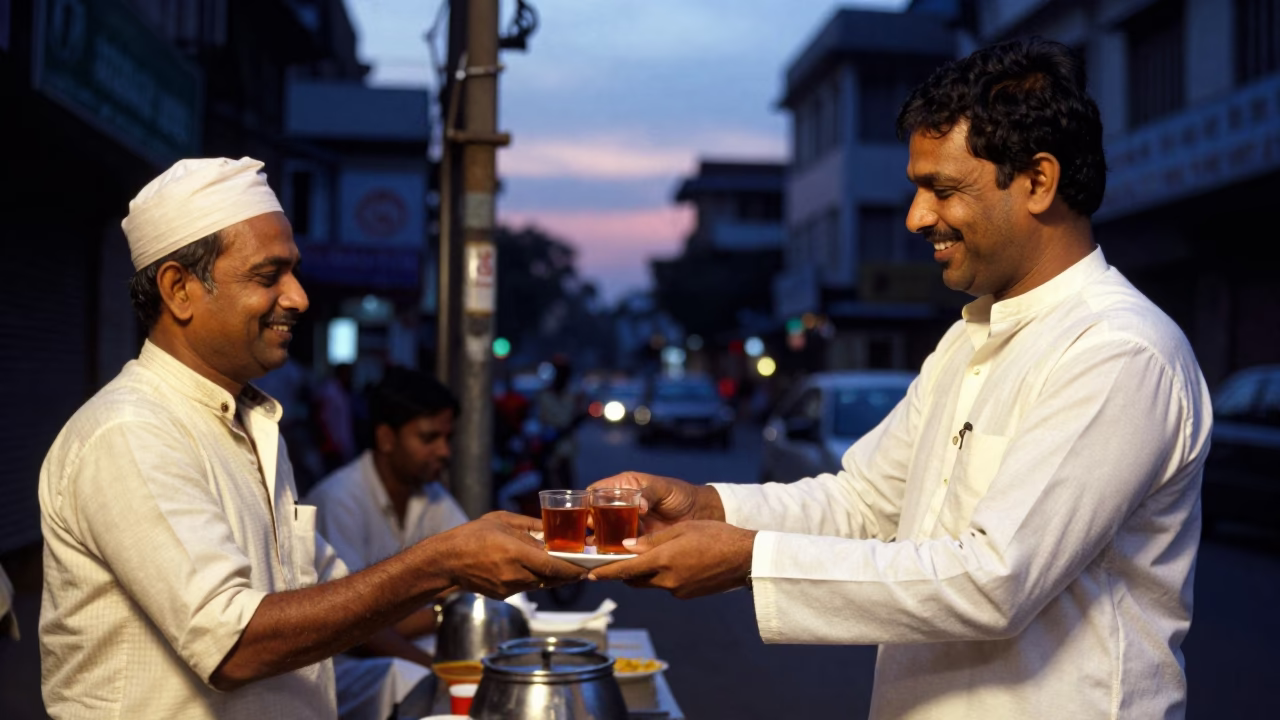 Hot Tea in Kolkata at Indigo Twilight After Sunset in in Kolkata, India