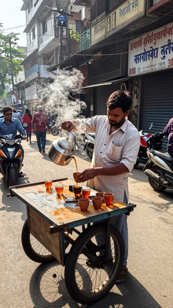 Hot Tea in Kolkata at Late Morning Light in in Kolkata, India