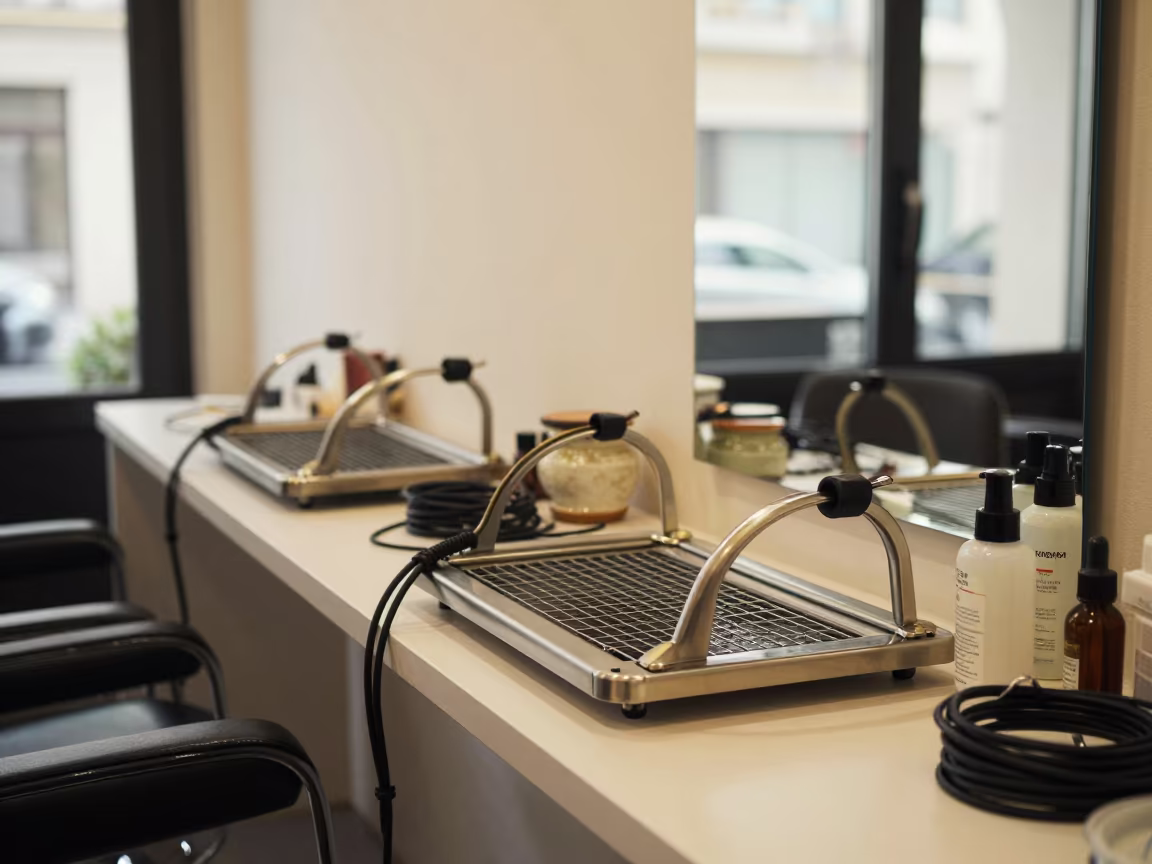 Hot Tool Heat Mat Rack in Alexandria Salon in inside a salon row in Alexandria