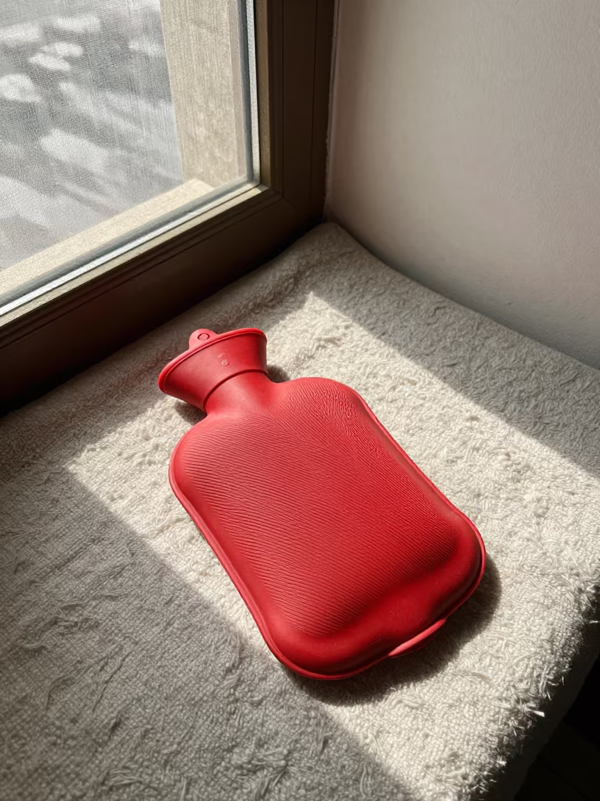 Hot Water Bottle on Wool Blanket in Rajshahi Nook in in a breakfast nook near Rajshahi