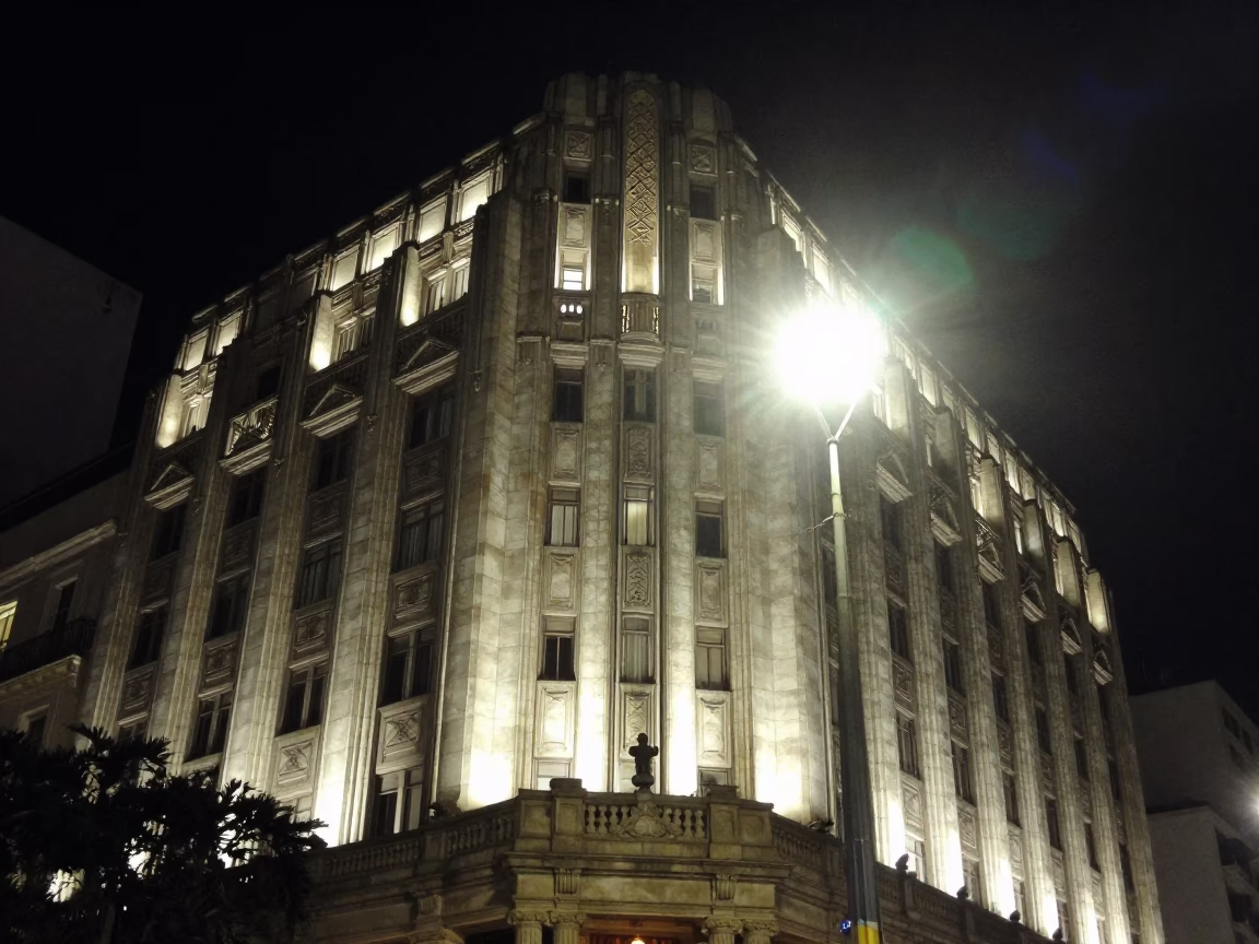 Hotel Exterior in São Paulo at Late At Night Light in in São Paulo, Brazil