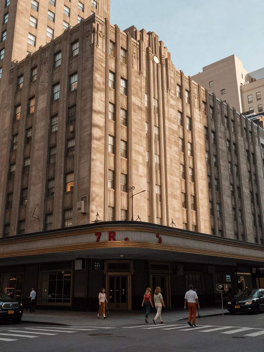 Hotel Facade at Clear Late-afternoon Light in New York in in New York, New York, United States
