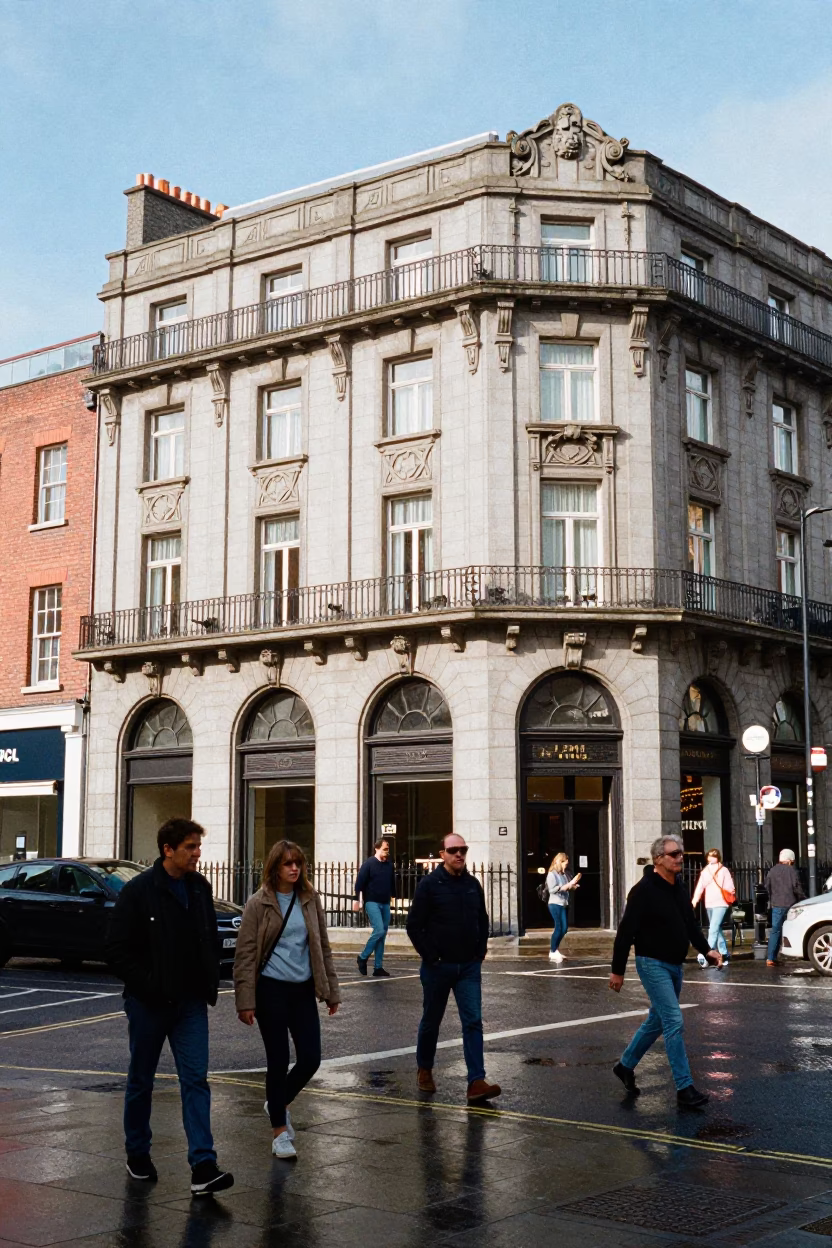 Hotel Facade in Dublin at Midday Light in in Dublin, Ireland