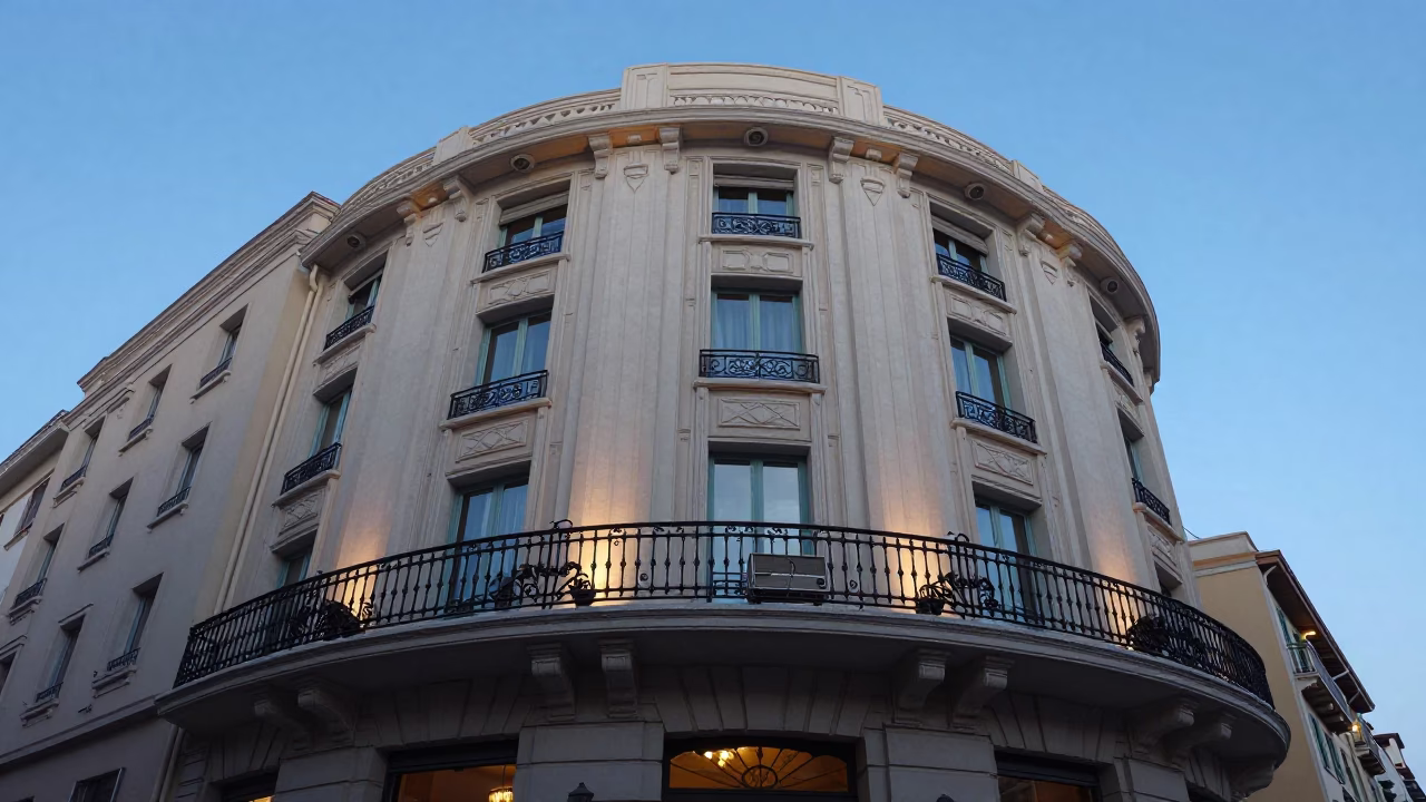 Hotel Facade in Nice at Blue Hour in in Nice, France