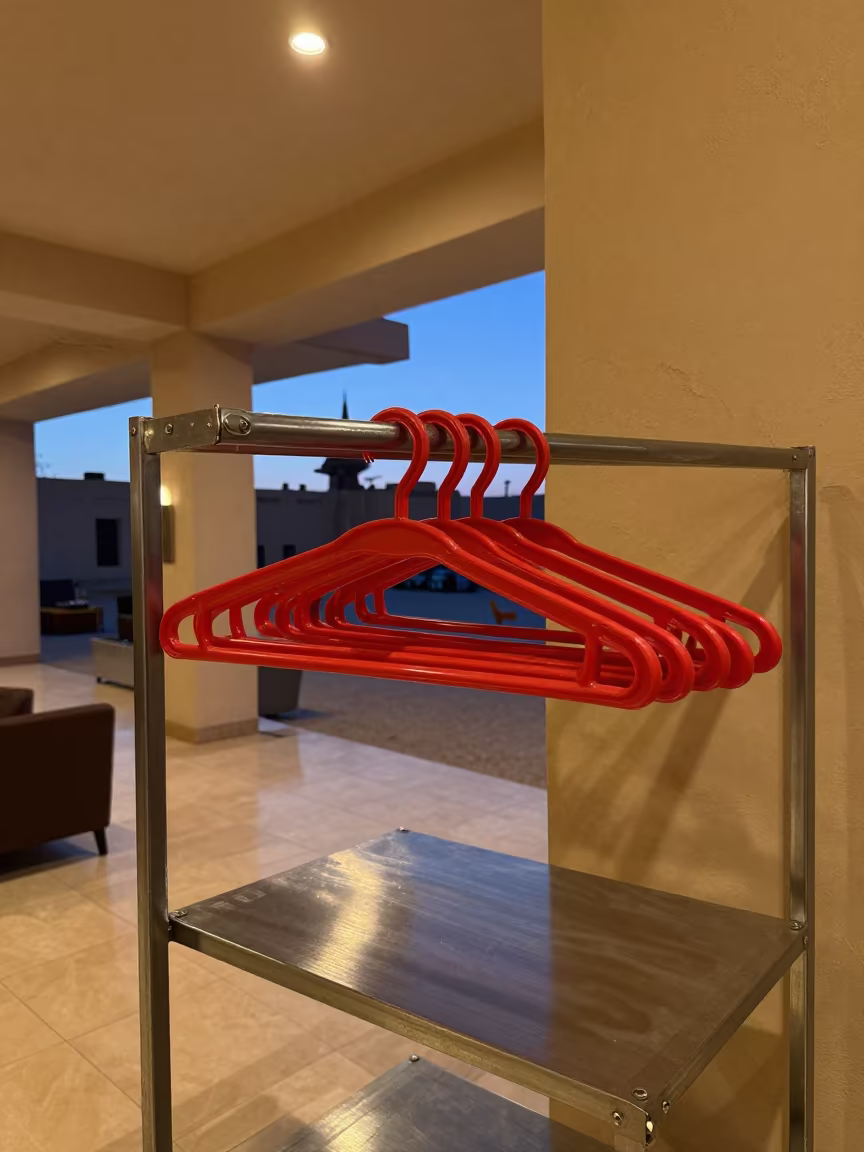 Hotel Lobby DND Shelf Blue Hour Neon in inside a hotel lobby near Deir ez-Zor