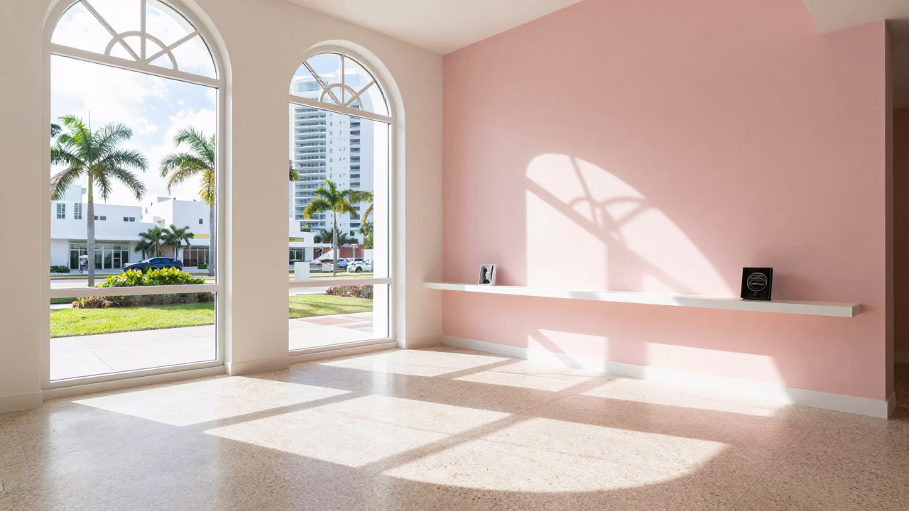 Hotel Lobby in Miami at Bright Midmorning Light in in Miami, Florida, United States