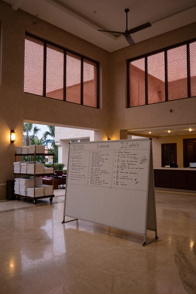 Hotel Lobby Linen Count Board Jizan in inside a hotel lobby in Jizan