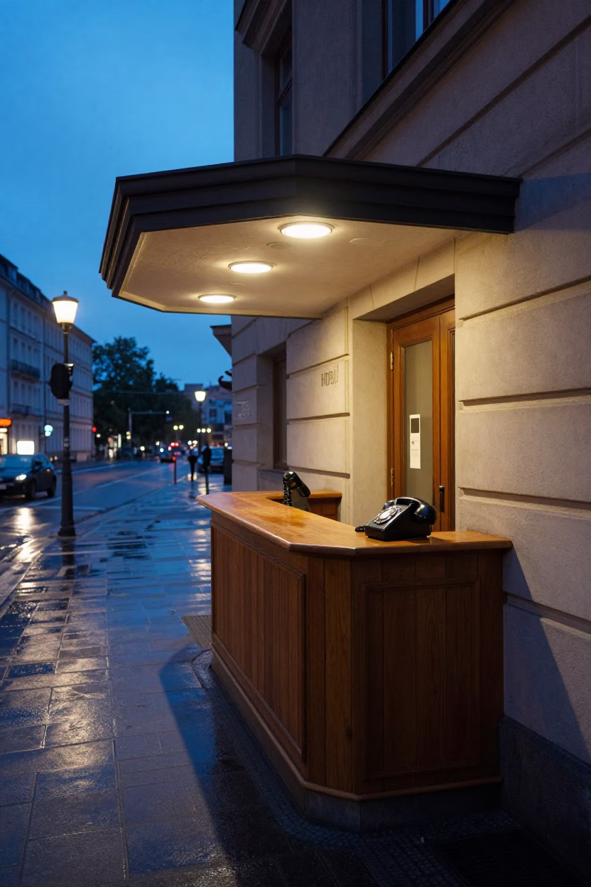 Hotel Reception in Berlin at Blue Hour in in Berlin, Germany