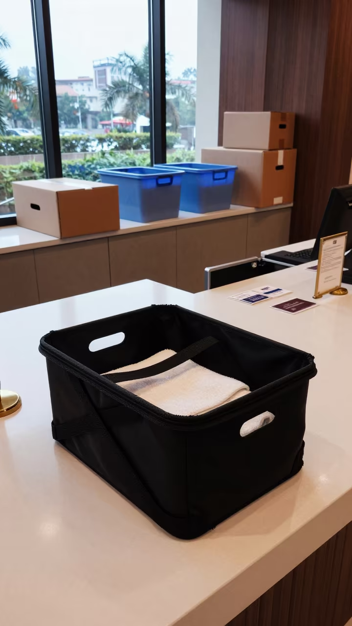 Hotel Service Dolly with Luggage Strap Bin in inside a hotel lobby in Bharuch