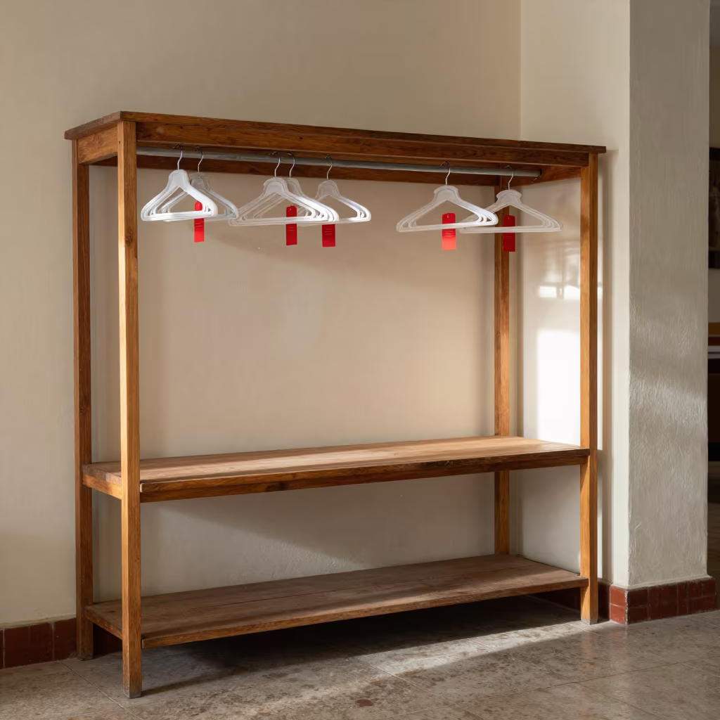 Hotel Service Shelf Quiet Reset Morning Light in inside a hotel lobby in Santiago de los Caballeros