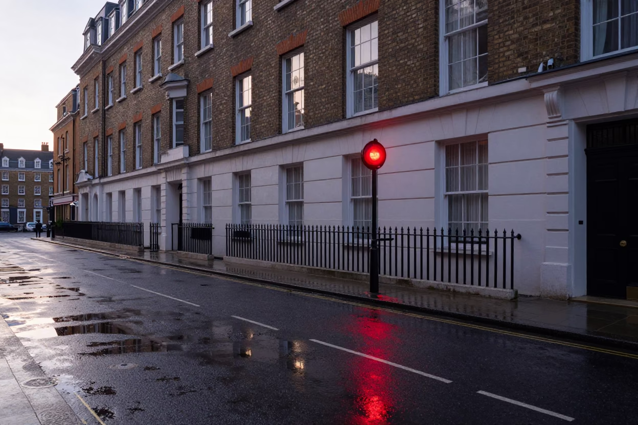 Hotel Windows And Red Tail Lights in London in in London, United Kingdom