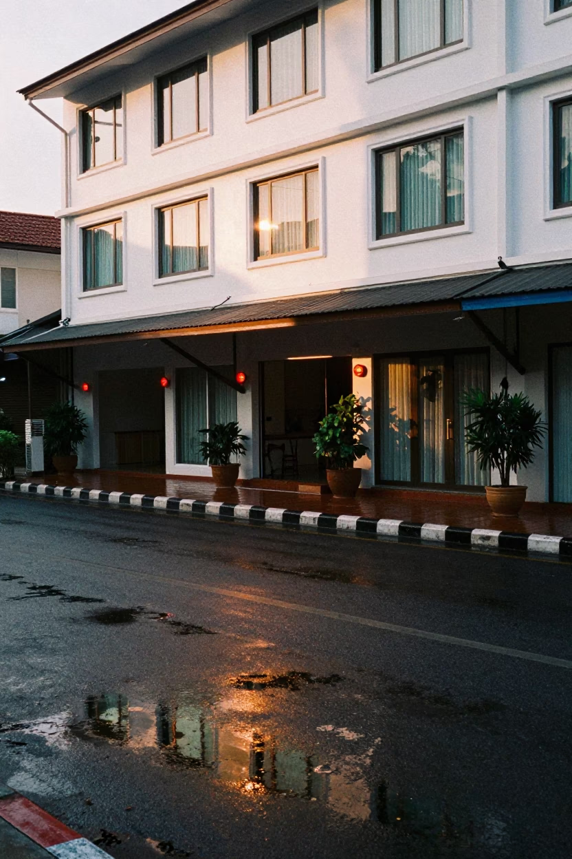 Hotel Windows And Tail Lights First Light in Chiang Mai in in Chiang Mai, Thailand