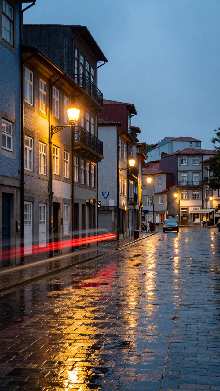 Hotel Windows And Tail Lights in Porto in in Porto, Portugal
