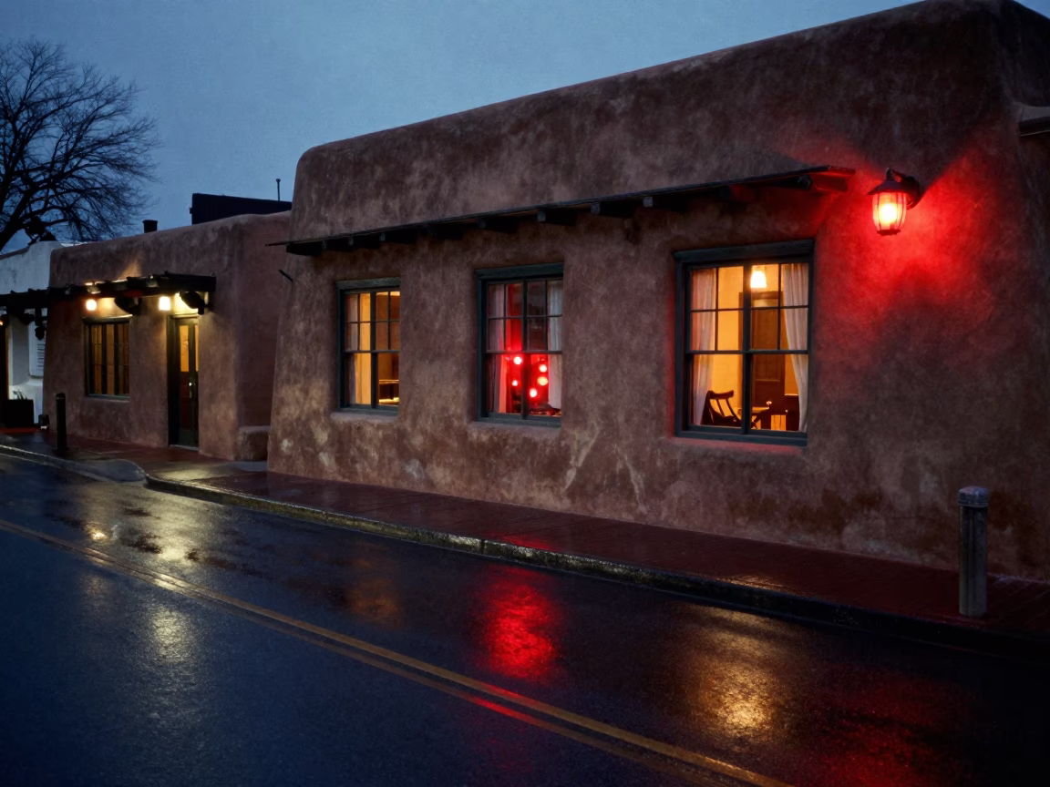 Hotel Windows And Tail Lights Street Photography in Santa Fe in in Santa Fe, New Mexico, United States