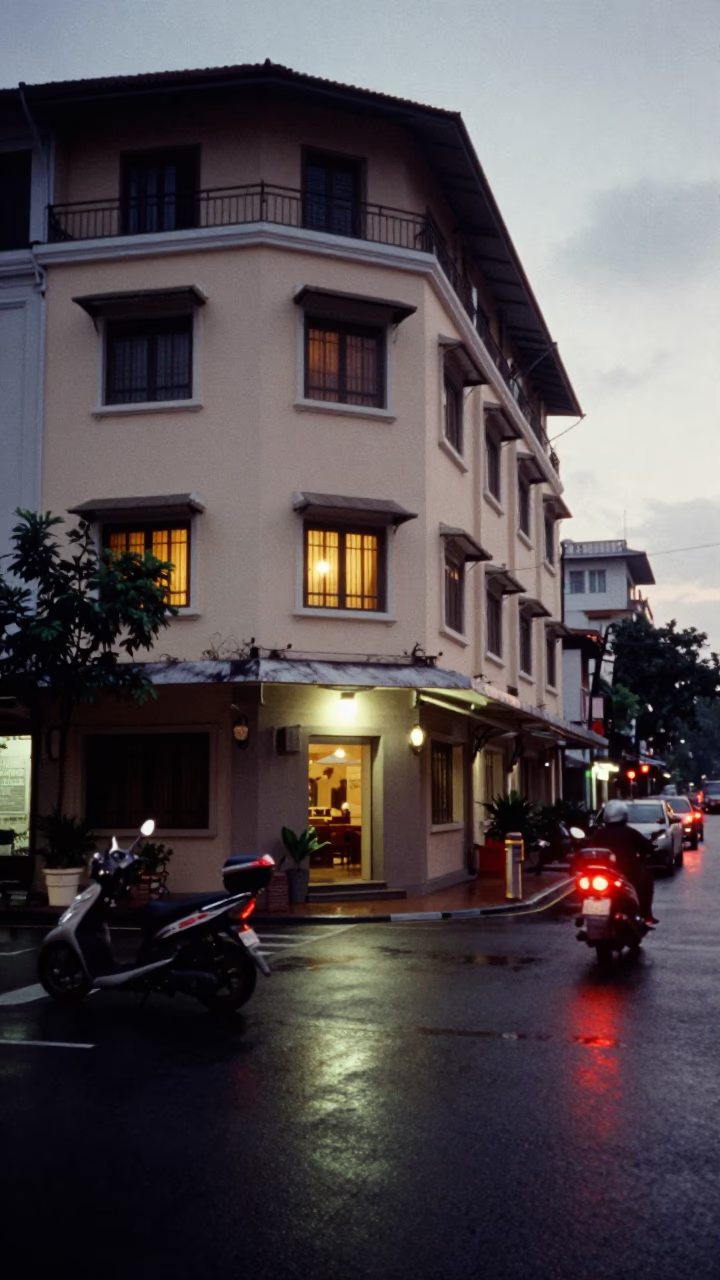 Hotel Windows And Tail Lights Street Scene in Ho Chi Minh City in in Ho Chi Minh City, Vietnam