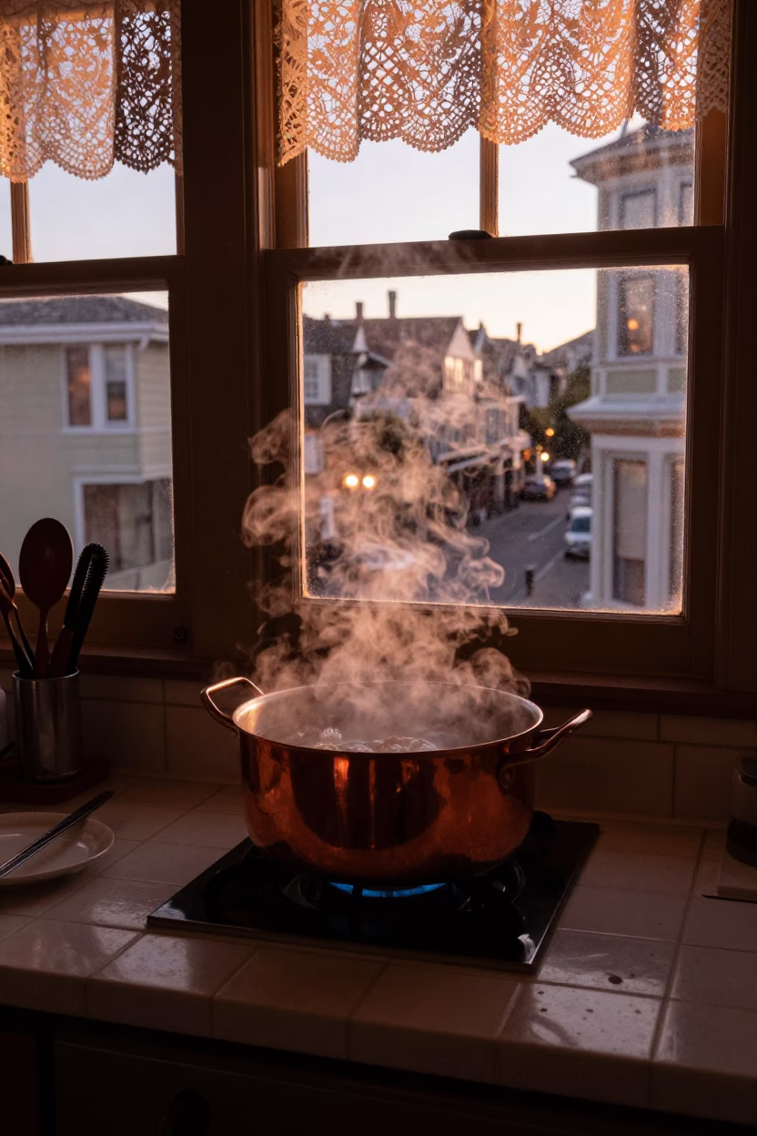 Hotpot at Copper-toned Light Before Dusk in San Francisco in in San Francisco, California, United States