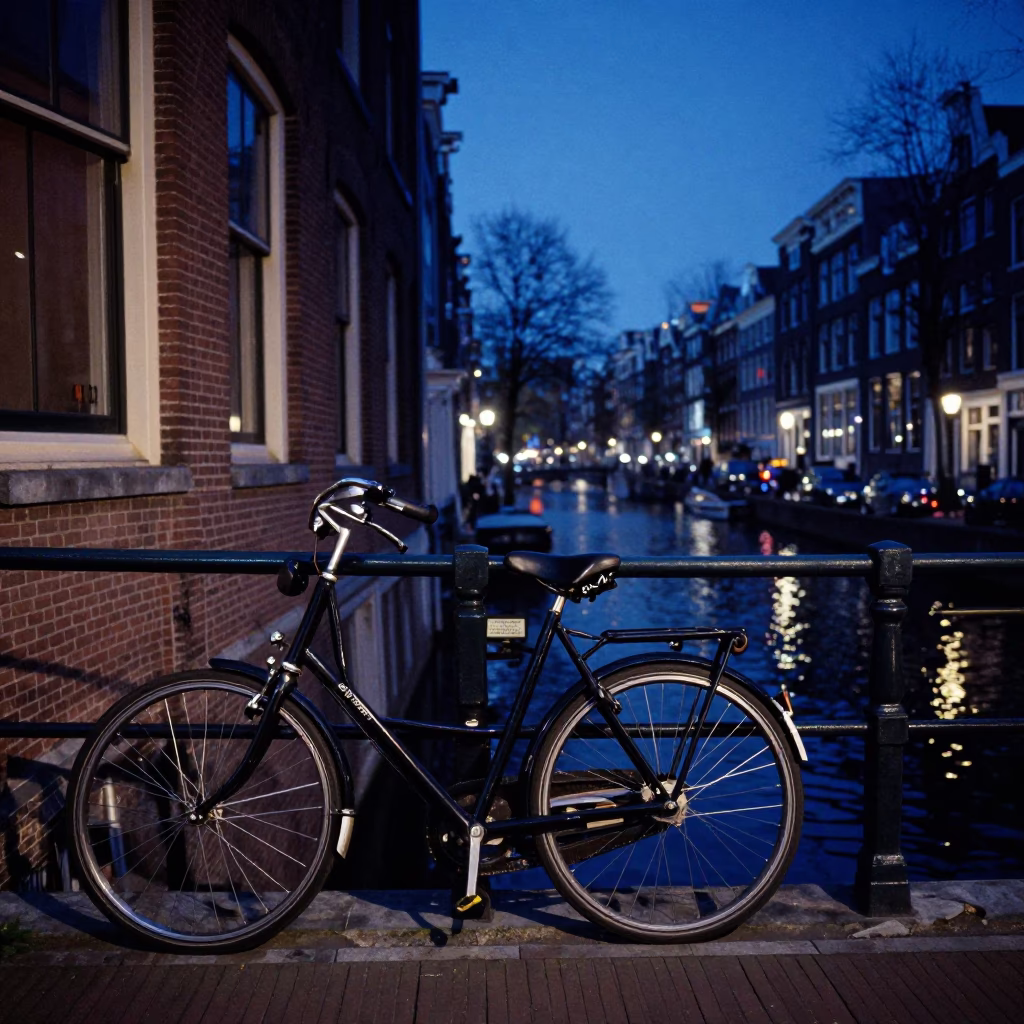 Hour Bicycle in Amsterdam at The Last Blue Light Of Evening in in Amsterdam, Netherlands