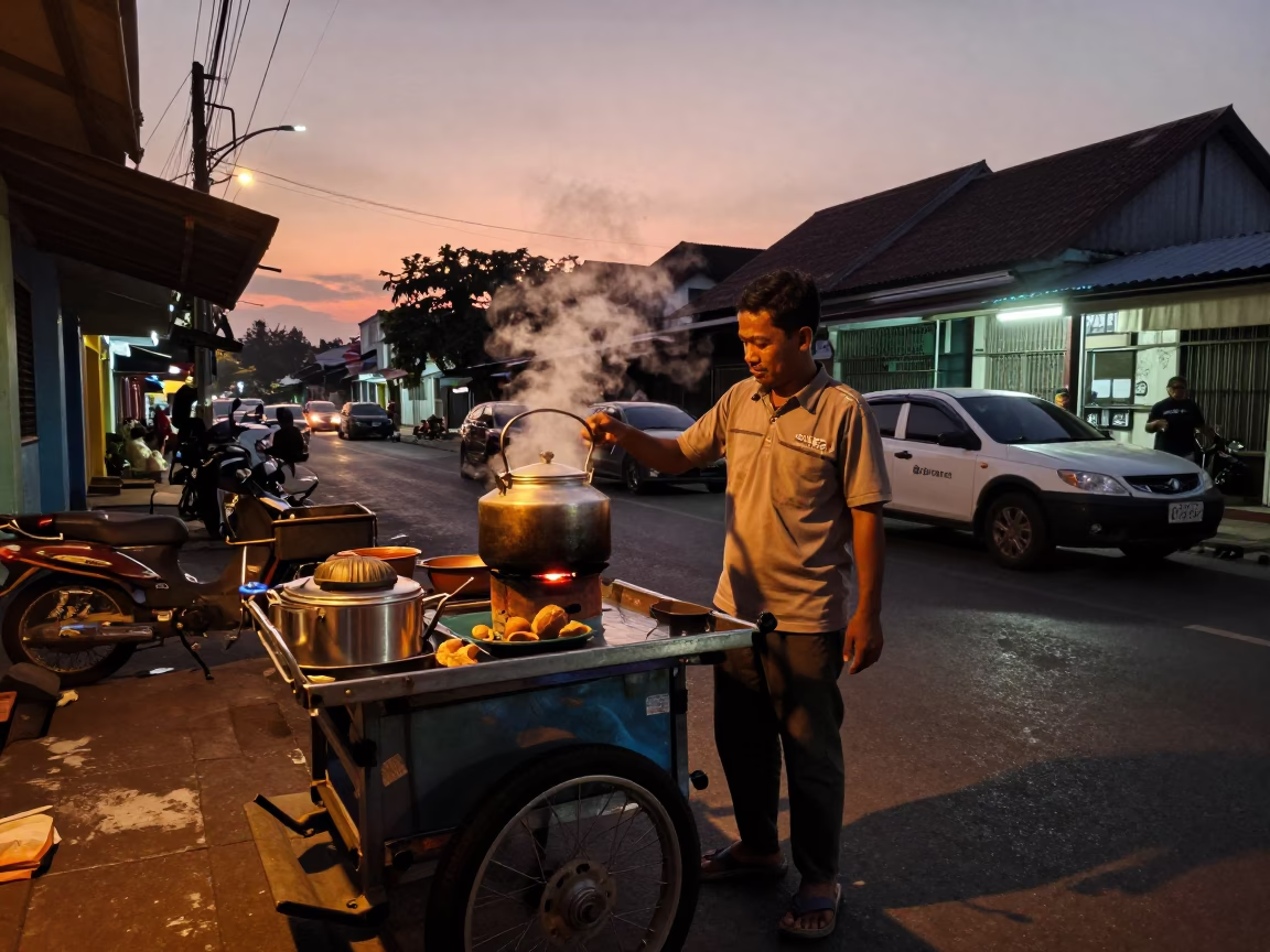 Hour Dusk in Surabaya at Copper-toned Light Before Dusk in in Surabaya, Indonesia