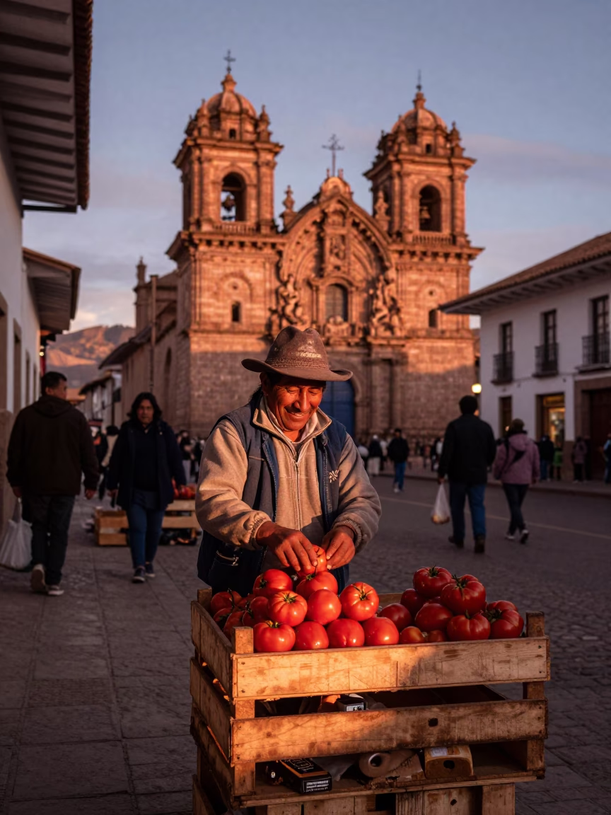 Hour Light in Cusco at Copper-toned Light Before Dusk in in Cusco, Peru