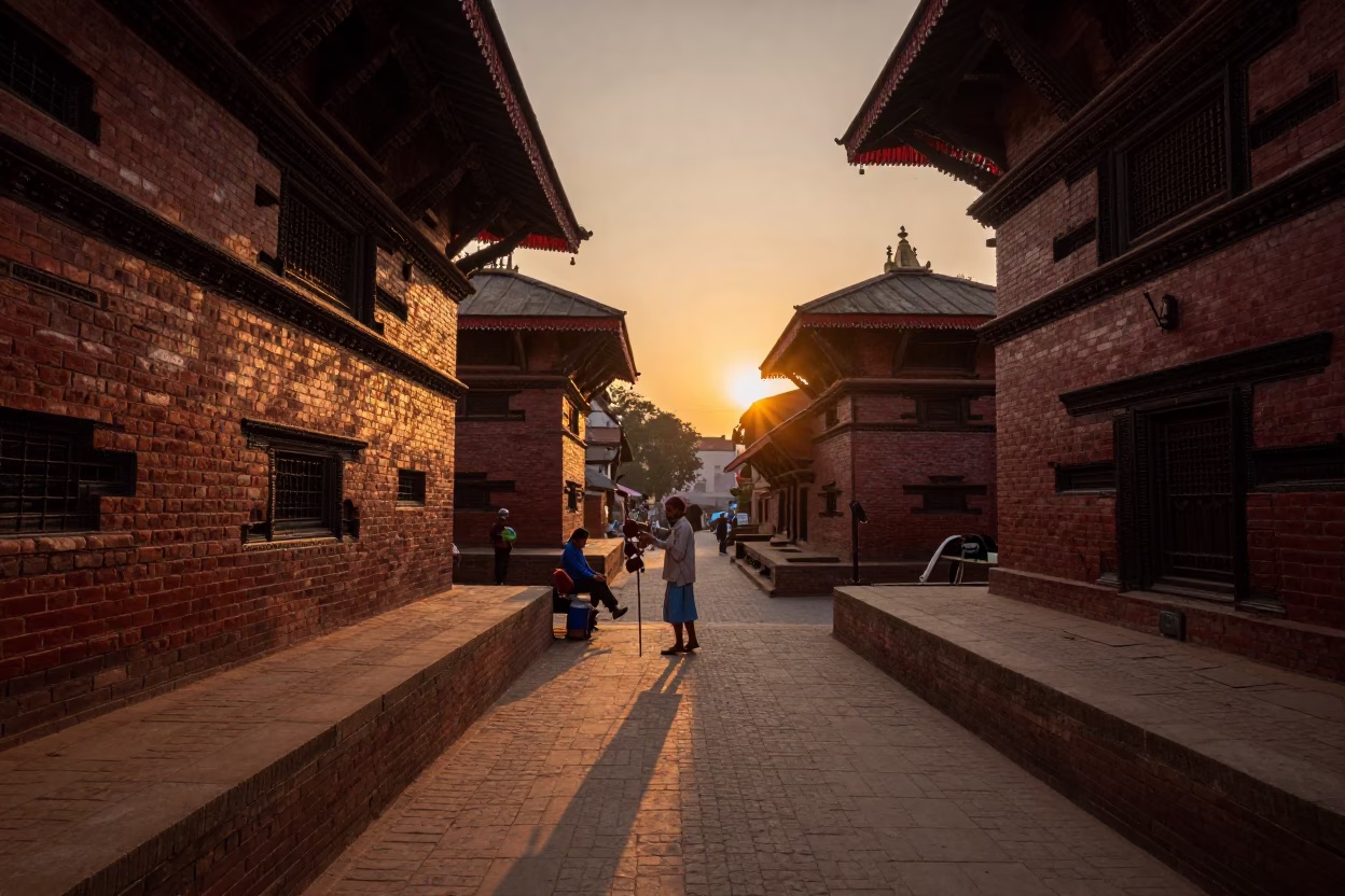 Hour Light in Kathmandu at As The Sun Drops Toward The Horizon in in Kathmandu, Nepal