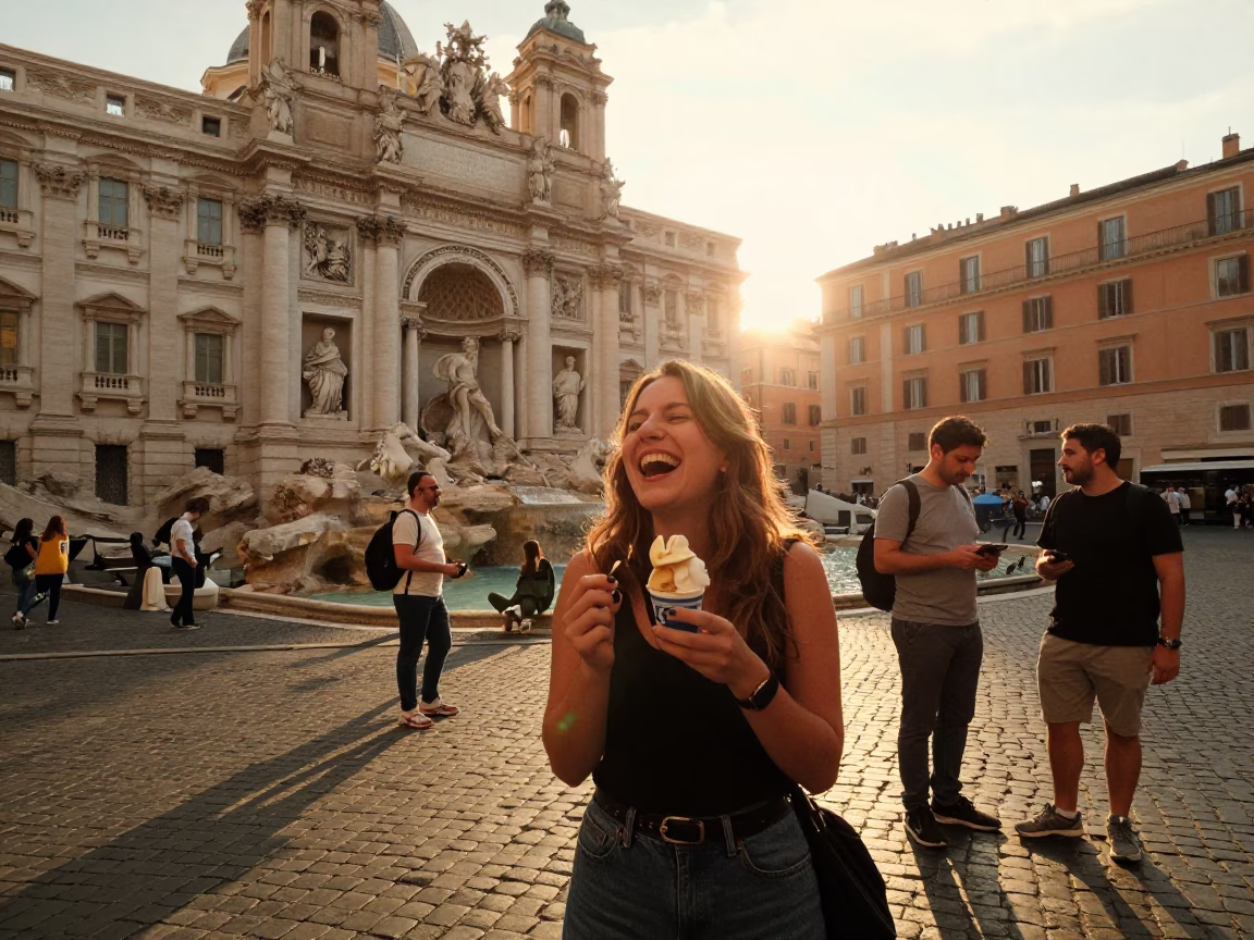 Hour Light in Rome at As The Sun Drops Toward The Horizon in in Rome, Italy